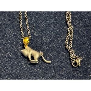 20in Silver Necklace with Articulating Tail Cat Pendant